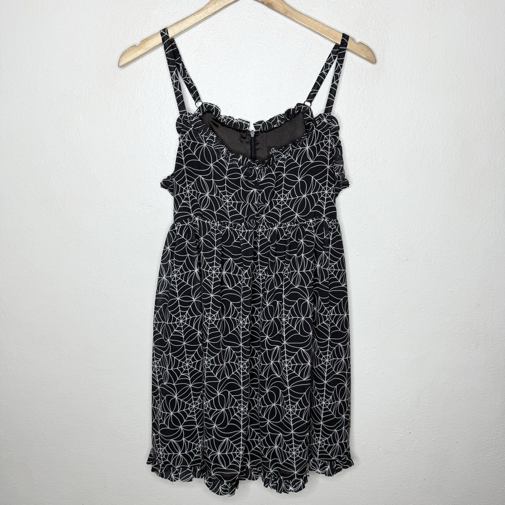 Sourpuss Spiderweb Dolly Babydoll Sleeveless Dress Women's Medium Black Gothic